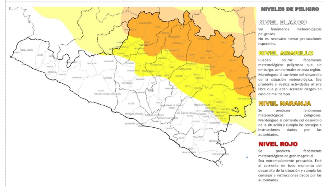 Senamhi advierte la ocurrencia de precipitaciones en la zona media alta de la región