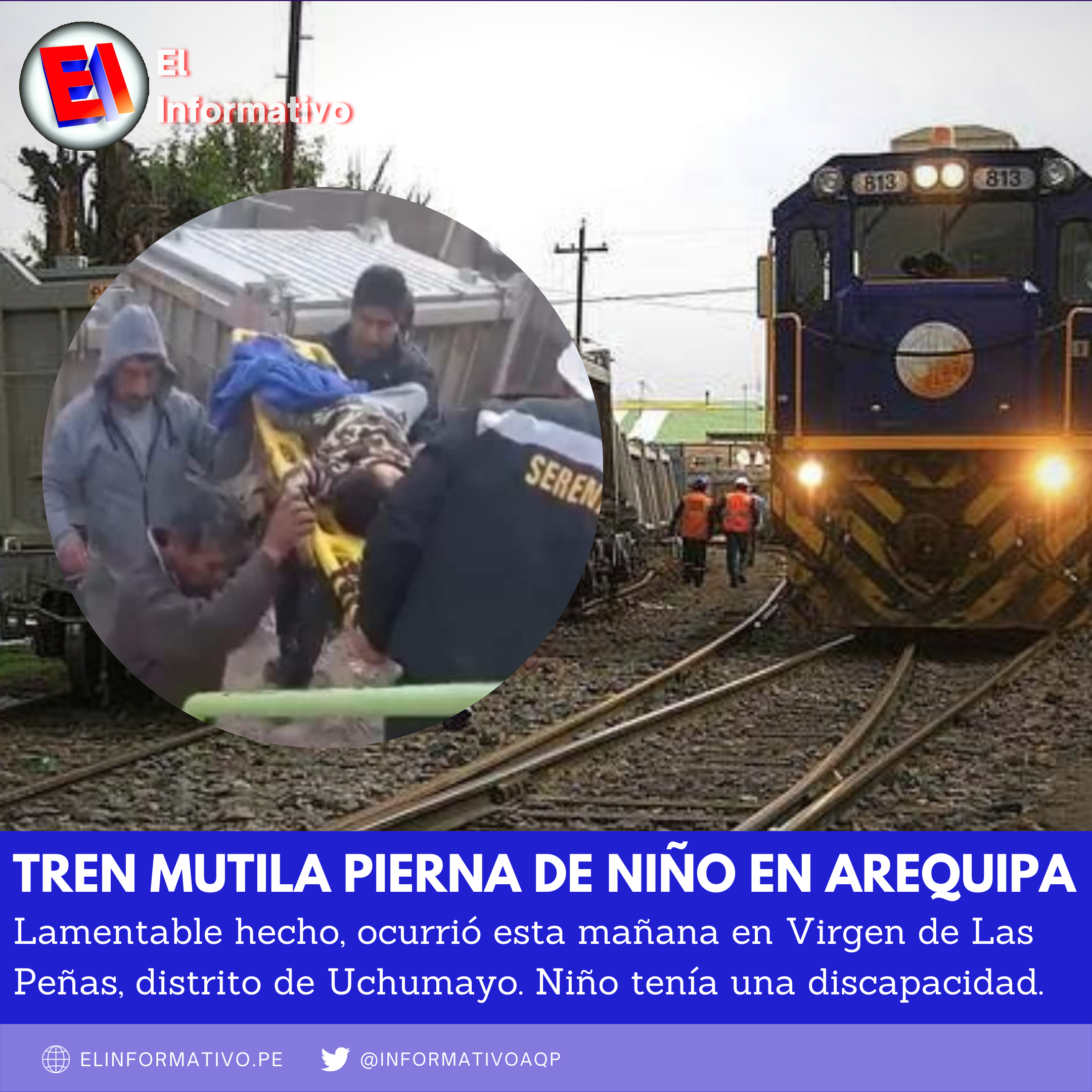 Tren de PerúRail mutila pierna izquierda de un niño en Uchumayo