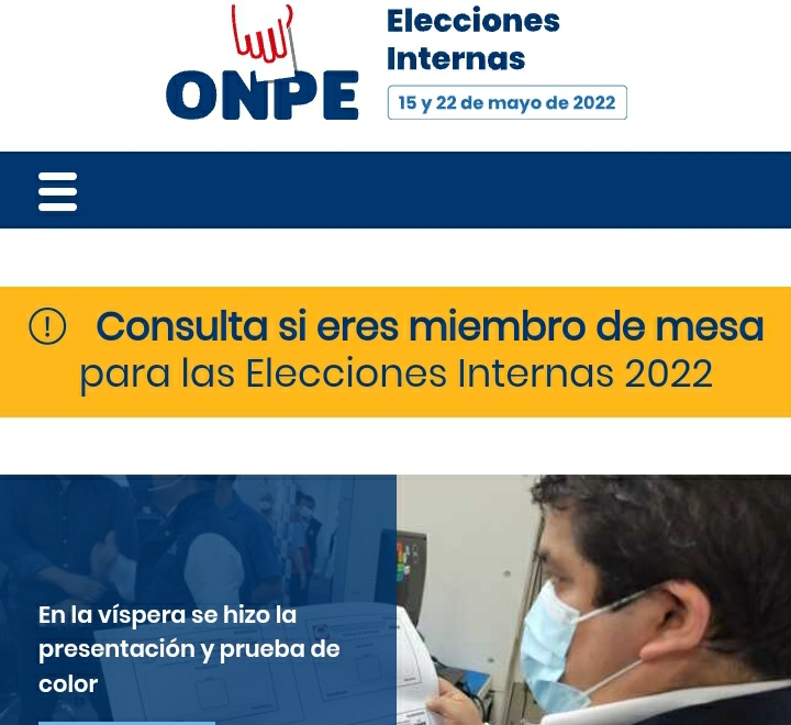 ONPE publicó lista de miembros de mesa y locales de votación para elecciones internas