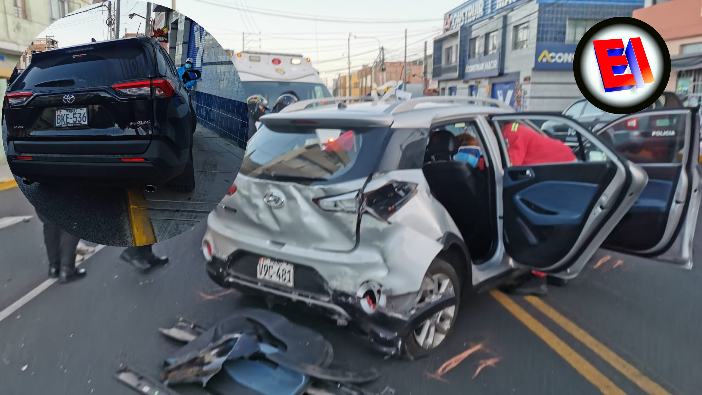 Fuerte accidente de tránsito ocurrido este lunes deja 3 personas heridas en el distrito de Miraflores
