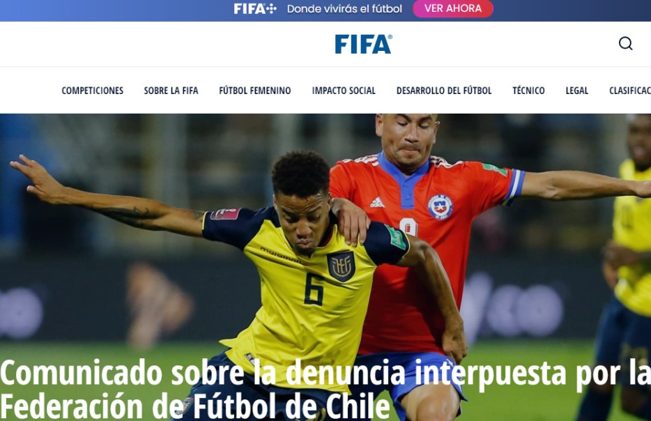FIFA emitió comunicado sobre demanda de Chile contra Ecuador por inscripción de Byron Castillo