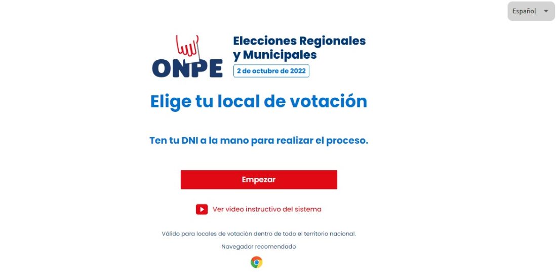 AQUÍ Elige tu local de votación para las Elecciones Regionales y Municipales del 2 de octubre del 2022