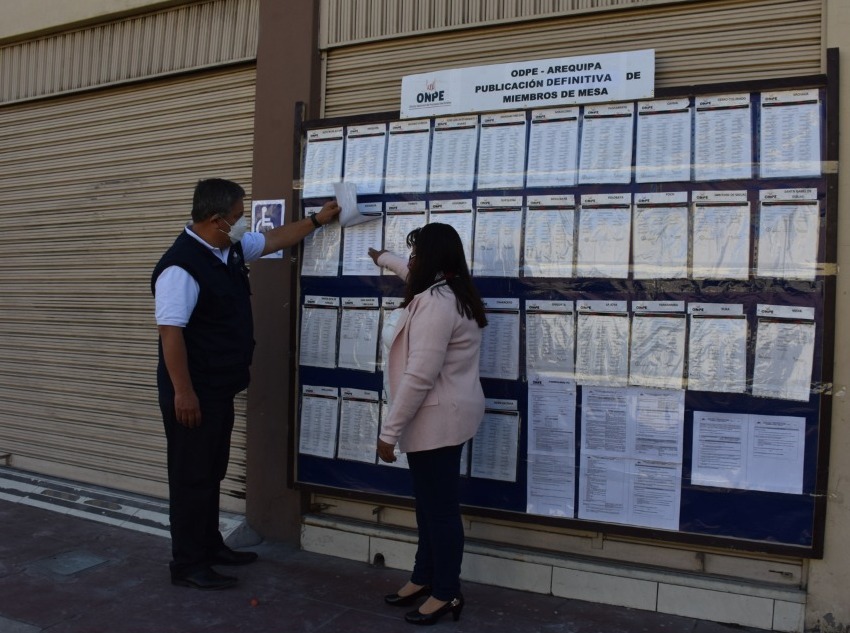 ODPE Arequipa publicó la lista definitiva de miembros de mesa para elecciones de octubre