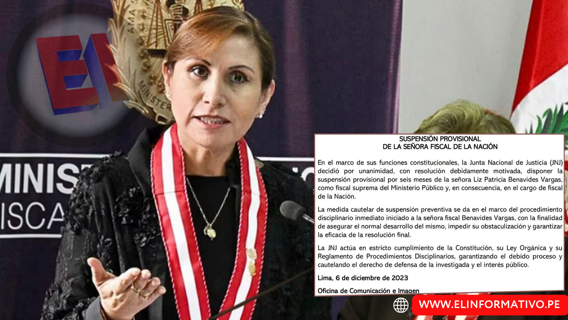 Patricia Benavides es suspendida del cargo de Fiscal de la Nación por la JNJ